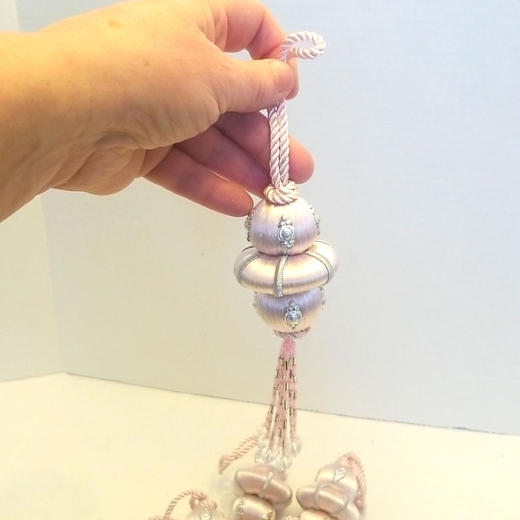 Pink Tassel Beaded Hanging Ornaments Set of Five - Picture 4 of 8